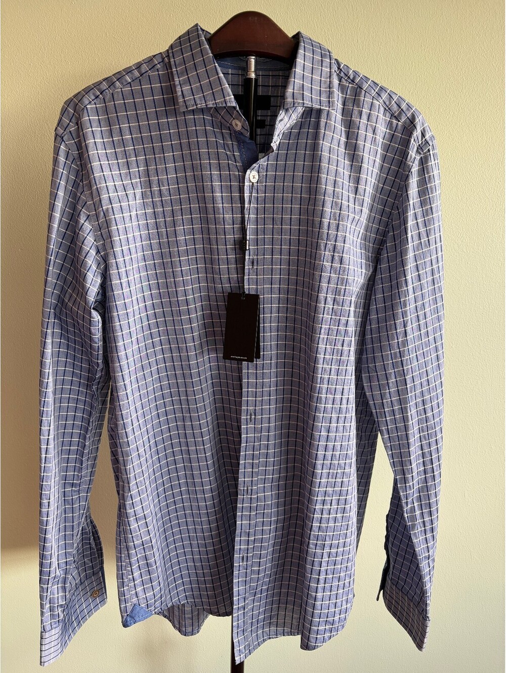 Hugo Boss Melvin Men’s Blue Plaid Slim Fit Button-Up Shirt Medium NWT